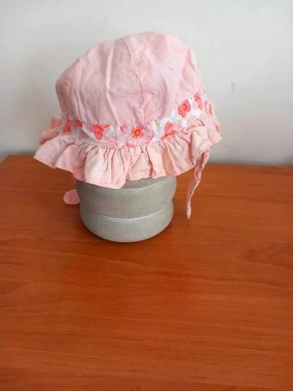 Chapeau bébé fille rose à fleurs 6/12 mois